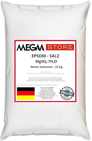 Megaa store EPSOM Salz Bittersalz | 1kg bis 25kg | Natürliches Salz Magnesiumsulfat Konzentrierte Magnesium quelle Lindert Muskelkater Stärkt Immunsystem Körperpflege Badesalz für Magnesium Bäder