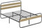 HOMCOM Cadre de lit Double 160 x 200 cm lit 2 Personnes Style Industriel avec Rangement, sommier, tête et Pied - Montage Facile, en Bois et Acier, Aspect Bois