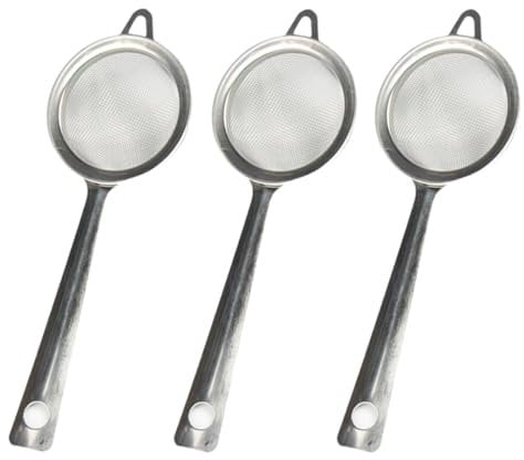 3 Pcs Mini Sieve, Tea Strainer Fine Mesh, Small Sieve Fine Mesh, Stainless Steel Tea Strainer for Loose, Spices,Kitchen Sifter, Easy to Clean