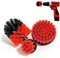Brochas de taladro de 3 piezas de cepillos eléctricos para limpieza, para limpiar suelos domésticos y empresas, ladrillos, inodoros, bañeras, lavabos, coches, etc. (rojo)