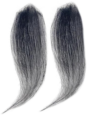 Tingyilan 2 Pieces Hair Plant Toupee Frontal Hair Piece For Men, Triangle Shape Natural Black Hair Extension Hairline Toupee Forehead Hairpiece Human Hair,Black,2x2x3cm