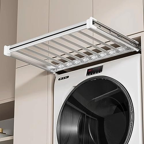 Generisch Ausziehbarer Hosenständer, Schubladen-Kleiderschrank-Nizer für über der Waschmaschine, Wäscheständer, multifunktionaler, versteckter Kleiderständer, platzsparend, weiß