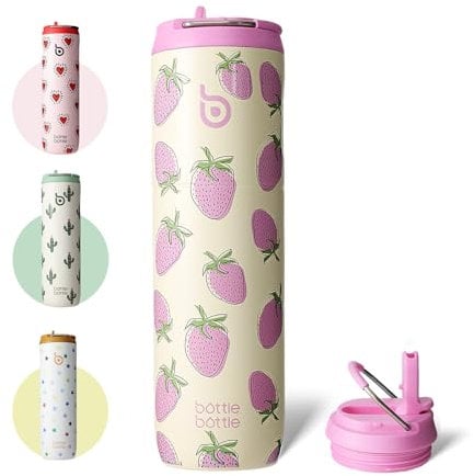 Bottle Bottle Stainless Steel Water Bottle 700ml with Straw and Lid Sports Insulated Metal Water Bottles with Handle(Sweet Berry)
