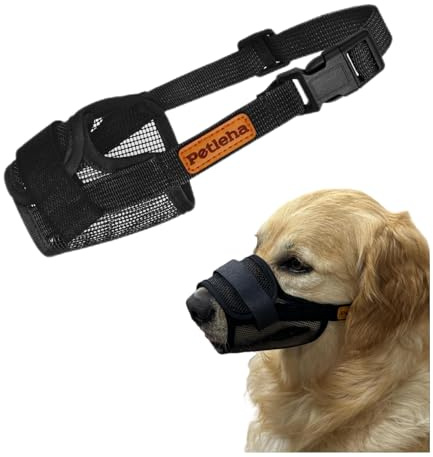Tutuyao Maulkorb für Hunde, schwarzes Netz mit verstellbarem Gurt, Anti-Biss für mittelgroße Rassen (Schwarz, S)