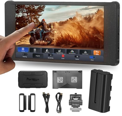 Portkeys PT6 Camera Field Monitor 5.2 600nit Touchscreen Camera Monitor Vertical Shooting Stretch 3D LUT Output Wide Color Gamut New Peaking RGB Waveform for DSLR with NP-F550 Battery