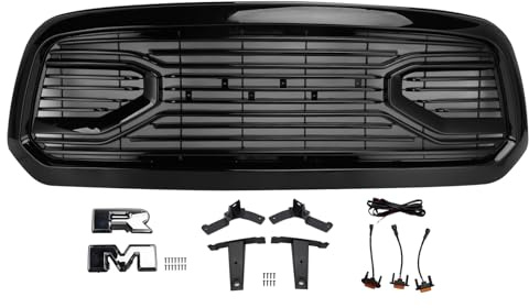 Artudatech Kühlergrill Frontstoßstangengrill Big Horn Style Passend für Dodge Ram 1500 2013-2018 Black
