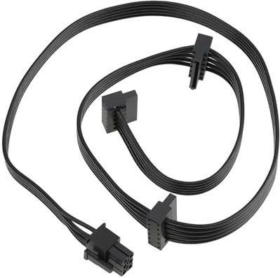EMSea Black Hard Drive Power Module Cable 6-pin to SATA X3 Right Angle Compatible with Corsair RM1000X, RM850X, RM750X
