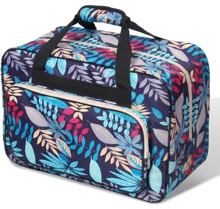 shaojian Universal Sewing Machine Bag, Water-Resistant Oxford Sewing Carrying Case with Accessory Pockets, Portable Storage Dust Cover Fits Most Standard Machines(Blue A)