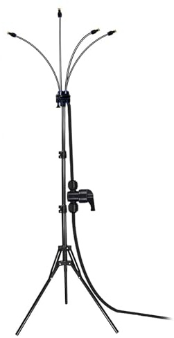 Mister de pie para Patio Exterior, Mister de Patio con aspersor Giratorio de 360°, Sistema de enfriamiento Exterior de Altura Ajustable, 3.4-5.25 pies, Negro