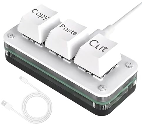 gifyym Copy-Paste-Button 3-Tasten Mechanischer Ergonomischer Taster | Computer Ausschneiden Kopieren Einfügen Makropad für Home-Office, tägliche Meetings, , , Videobearbeitung, Design, Zeichnen