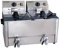 Friteuse Double Électrique Professionnelle 2 x 8 L - 2 X 3300 W - Robinet de Vidange - Acier Inox