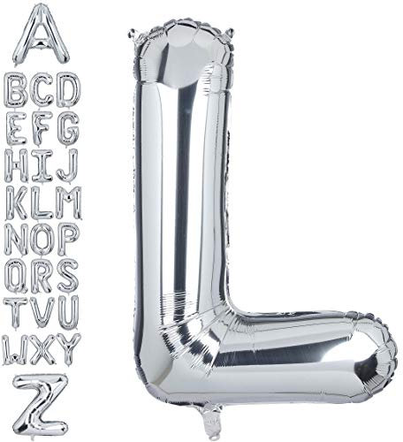 40 Inch Giant Silver Letter L Foil Helium Balloons Big Single Mylar Balloon Birthday Party Decoration Supply Baby Shower (Silver L)