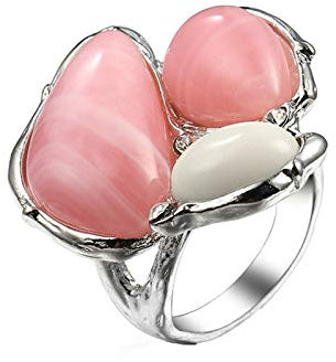 ANAZOZ Anello Fidanzamento Donna Rosa,FEDI Nuziali Placcato Oro Bianco Irregolare Geometrica Rosa Misura dell'Anello 20