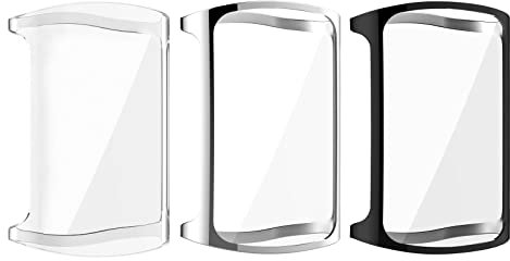 Be In Your Mind 3X Uhrenschutzhülle mit TPU-Überzug rundum schwarz transparent Silber stoßfest Smartwatch-Gehäuse kompatibel mit Fitbit Charge 5