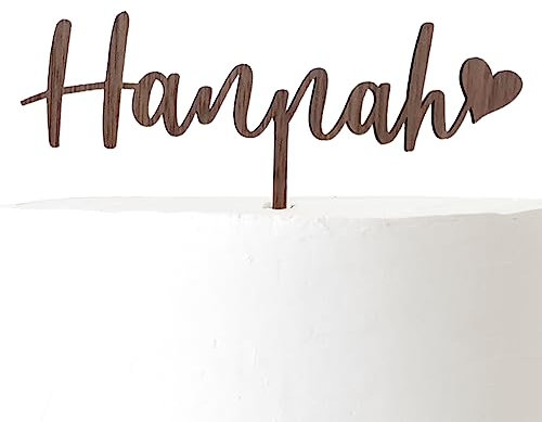 Suzu Papers Cake Topper Geburtstag Name personalisiert - Tortenstecker mit Wunschname und Zahl - Tortendeko Geburtstagsfeier, Kindergeburtstag, Taufe (Walnuß)