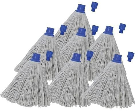 MSV Lot de 24 Franges à serpillière de Rechange en Coton supérieur 220gr Blanc - Embout héxagonal