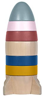 Kindsgut Stapelturm, Motorikspielzeug für Kleinkinder aus Holz, schönes Geschenk zum 1. Geburtstag, dezente Farben und Schlichtes Design, hochwertige Qualität, Rakete
