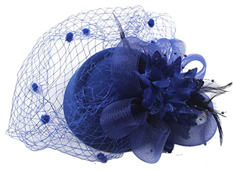COSFAN Fascinators Hut,50s Women's Feather Headband,Flower Mesh Face Veil Feather Hair Clip,Hair Accessories for Cocktail Tea Party Masquerade