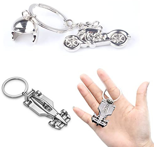 DKDDSSS 2PCS Schlüsselanhänger, Motorrad Helm Schlüsselanhänger, Metall für Geschenk Männer/Frauen