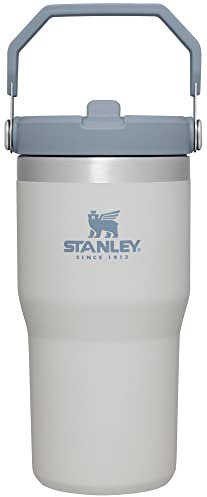 STANLEY IceFlow Trinkhalm-Becher mit Griff, 590 ml, Deckel zum Aufdrehen und hochklappbarem Strohhalm, auslaufsichere Wasserflasche, isolierter Edelstahl, BPA-frei, Nebel
