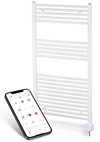 anapont Scaldasalviette elettrico da bagno, 1175 x 600, bianco, timer programmabile tramite app, scaldasalviette, scaldasalviette, riscaldamento elettrico, riscaldamento asciugamani