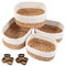 Otoomenz 4PCS Woven Cotton and Water Hyacinth Storage Baskets with Handles - Shelf Organisers for Makeup, Cupboard, Drawer, Closet, Shelf (White)