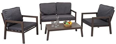 Garnitur HWC-L64, Gartenlounge Gartengarnitur Lounge-Set Sitzgruppe Sofa, Metall - Polster grau