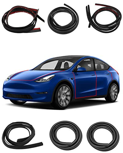 10Pcs Car Door Rubber Seal Strip Kit Fit for Tesla Model Y, Car Noise Insulation Weather Stripping Sealing Trim, Soundproof Wind Noise Reduction Weather Strip, 8 Pack
