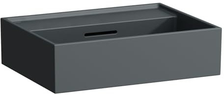 LAUFEN Kartell Aufsatzhandwaschbecken, ohne Hahnloch, mit Überlauf, 450x340mm, H8183307581091, Farbe: Graphit matt