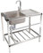 Fregadero De Cocina Comercial Fregadero Individual Preparación De Cocina De Acero Inoxidable Y Fregadero Con Banco De Trabajo Para Interior Exterior,Limpieza Fácil
