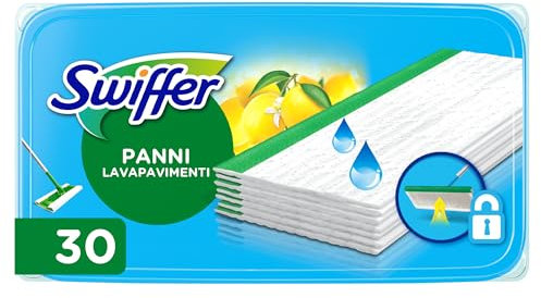 Swiffer Lavapavimenti Wet, 30 Panni Umidi, Limone, Pulizia Igienica Profonda, Rimuove Sporco E Batteri, Per Tutti I Tipi Di Pavimenti, Panni Con 36% Di Fibre Naturali