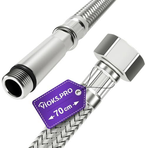 Viоks.pro Panzerschlauch 1/2 Zoll (19,3mm) ÜM x M10 70 cm & Wasserhahn Schlauch für Küchenarmatur - 1/2 Zoll Schlauch für Wasserhahn Schlauchanschluss, Flexschlauch fuer WC Spülkasten