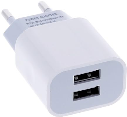 REY Cargador Pared Europeo con Doble USB de 5v hasta 2,1A de Carga