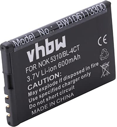 vhbw Akku kompatibel mit Nokia 6700 Slide, 7310 Supernova, 7210 Supernova, X3 Handy Smartphone Telefon (600 mAh, 3,7 V, Li-Ion)