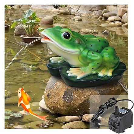 Gartenbrunnen-Spucker, skurriler Frosch-Teich-Spucker, Spucker für oberirdische Pools, Gartendekoration, fauler Frosch-Teich-Spucker für Wassergärten, Koiteiche, Schwimmbaddekoration(Green,45*43*26cm)