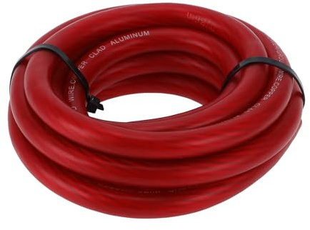 RATCHROLL 1 Pcs Ground Wire Fully Insulated& Soft Touch Jacket 10FT Length | Car Power Wire with Heat Shrink Tubes, 1/0 GAUGE Red CCA 12V, Universal