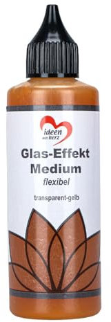 Ideen mit Herz Glas-Effekt-Medium, Wasserbasis, 12-24 Stunden Trocknungszeit, für Glaskunst-Optik (Transparent-gelb)