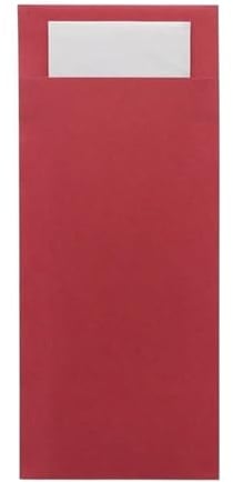 Europochette Classic Sized Beet Cutlery Pouch White 2ply Napkin (Pack 500) | Pre-folded cutlery pouches speed up commercial table settings while maintaining hygienic, organized presentation.