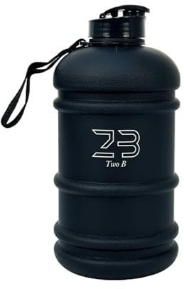 Two B 2.2L Large Water Bottle – Matte Black, BPA-Free, Leakproof Gym Jug with Carry Strap – Reusable Sports Water Bottle for Men & Women, Fitness, Outdoor, Travel Best for Gift