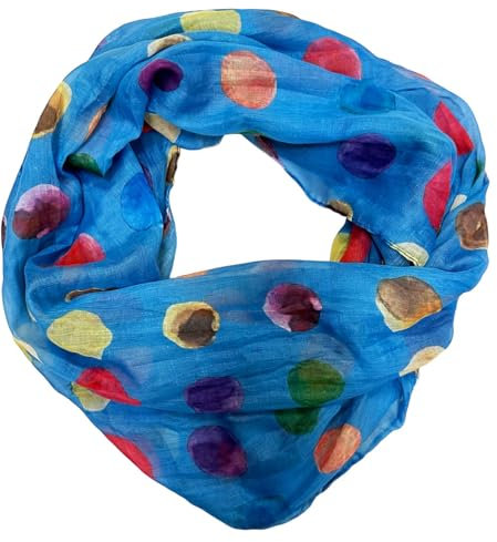 J26 Dots Punkte Seide Sommer Loop Farbverlauf Silk Uni Rundschal Schlauchschal Stola Schal leicht (Dots Blau)