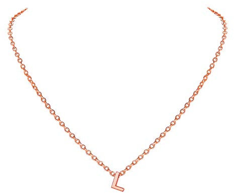 Suplight Rose Gold Plated Initial Letter Necklace L, Dainty Small Delicate Hypoallergnic Monogram Alphabet Choker Necklace for Women Teen Girls