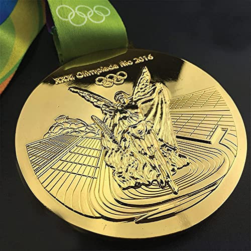 NUHUi Medaglia d'oro del Brasile 2016 Medaglia d'oro del metallo Olimpico Rio DE Medaglie con nastro, medaglie in lega vincitore di stile olimpico per bambini eventi, aule, giochi d'ufficio