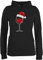 Pullover Damen Hoodie Frauen - Weinglas mit Weihnachtsmütze I Weihnachtsmotiv Wein I Geschenk Weinliebhaber Weihnachten - L - Schwarz - Weihnachtspullover weihnachtspullis Christmas Xmas Hoody