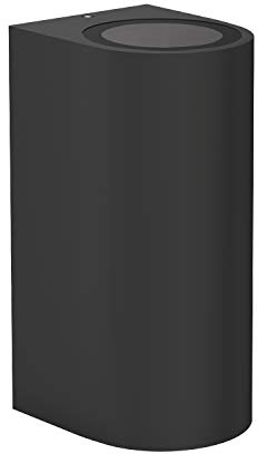 ledscom.de Wandleuchte ALSE Up & Downlight für außen, schwarz, Aluminium, rund, inkl. 2 GU10 LED Lampen (weiß, 10,6W, je 504lm, 44°)