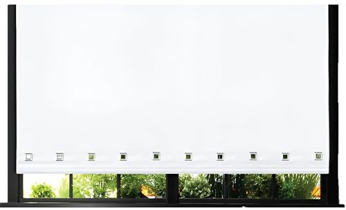Funky Gadgets Square Eyelet Light Filtering Roller Blinds -Window Shades Easy Fit Polyester Fabric Daylight Trimmable Roller Blind- Child Safe Metal Tube with Fittings (W90 x L210cm, White)