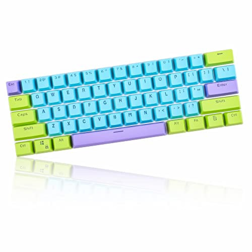 CJXSP PBT 61 Tastenkappen, 60 Prozent, OEM-Profil, Tastenkappen-Set für 60 Prozent mechanische Tastatur Anne Pro 2/Poker/RK61/GK61/Ganss Alt61, nur Tastenkappen (Skyce)