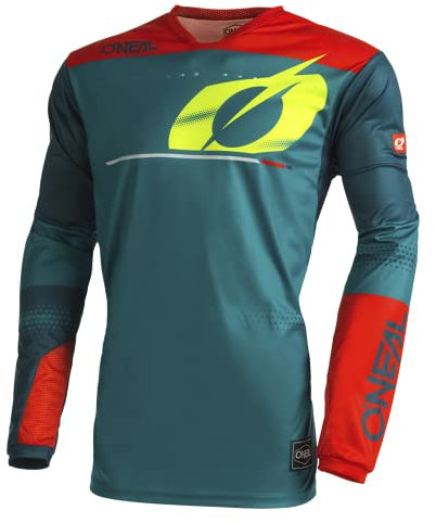 O'NEAL | Motocross-Shirt Langarm | MX MTB Mountainbike | Leichte Materialien, Lasergeschnittene Belüftungslöcher, Ergonomischer Schnitt | Hardwear Jersey Haze V.22 | Erwachsene | Blau Rot | M