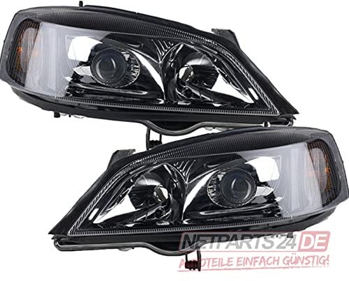 Johns, Scheinwerfer Satz passend für Opel Astra schwarze Scheinwerfer G 98-04 als Set Xenon/H7 lin. re.