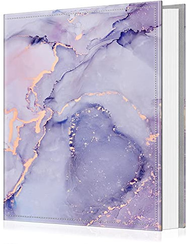 Fintie Fotoalbum, 10 x 15 cm, 300 Taschen, großes Fassungsvermögen, veganes Leder, Bucheinband für Familie, Hochzeit, Jahrestag, Baby, Urlaub, Bilder, lila Marmor