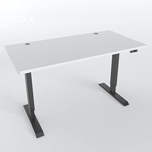VESKA Höhenverstellbarer Schreibtisch (140 x 70 cm) - Sitz- & Stehpult - Bürotisch Elektrisch Höhenverstellbar mit Touchscreen & Stahlfüßen (Anthrazit/Weiß)